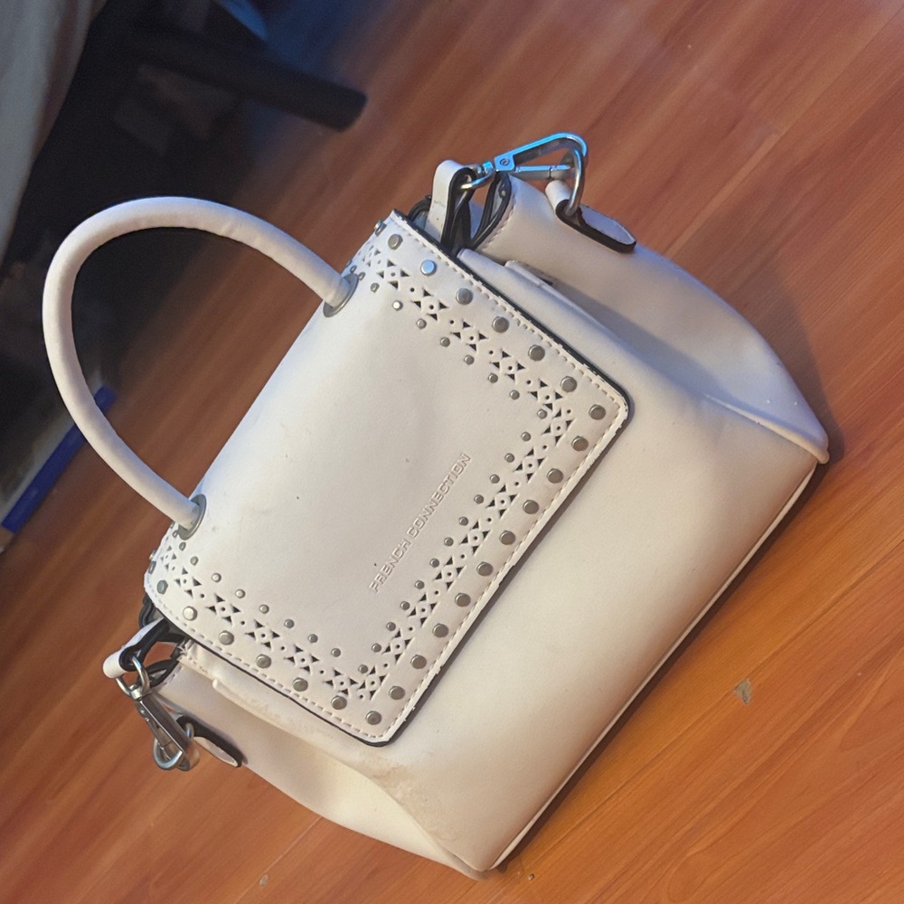 White Laser-Cut Top-Handle Women's Bag